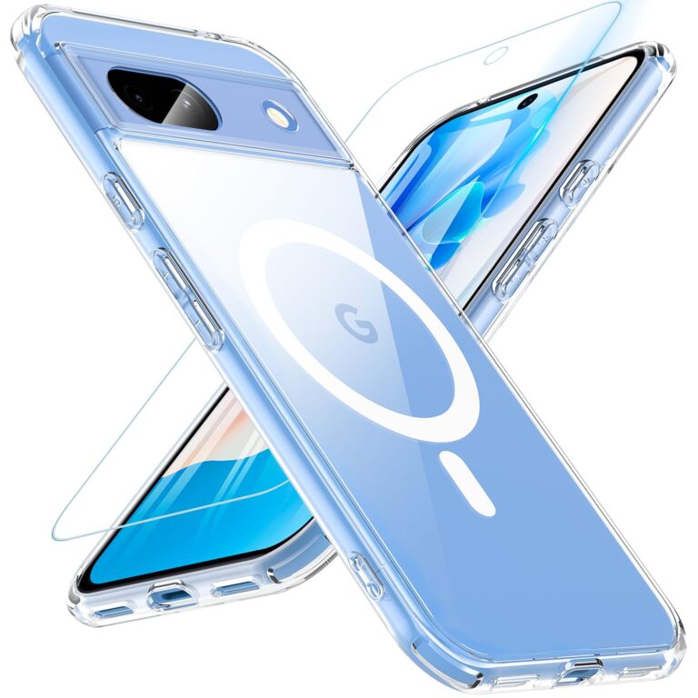 Coque transparente Google Pixel 8a compatible MagSafe avec verre trempé