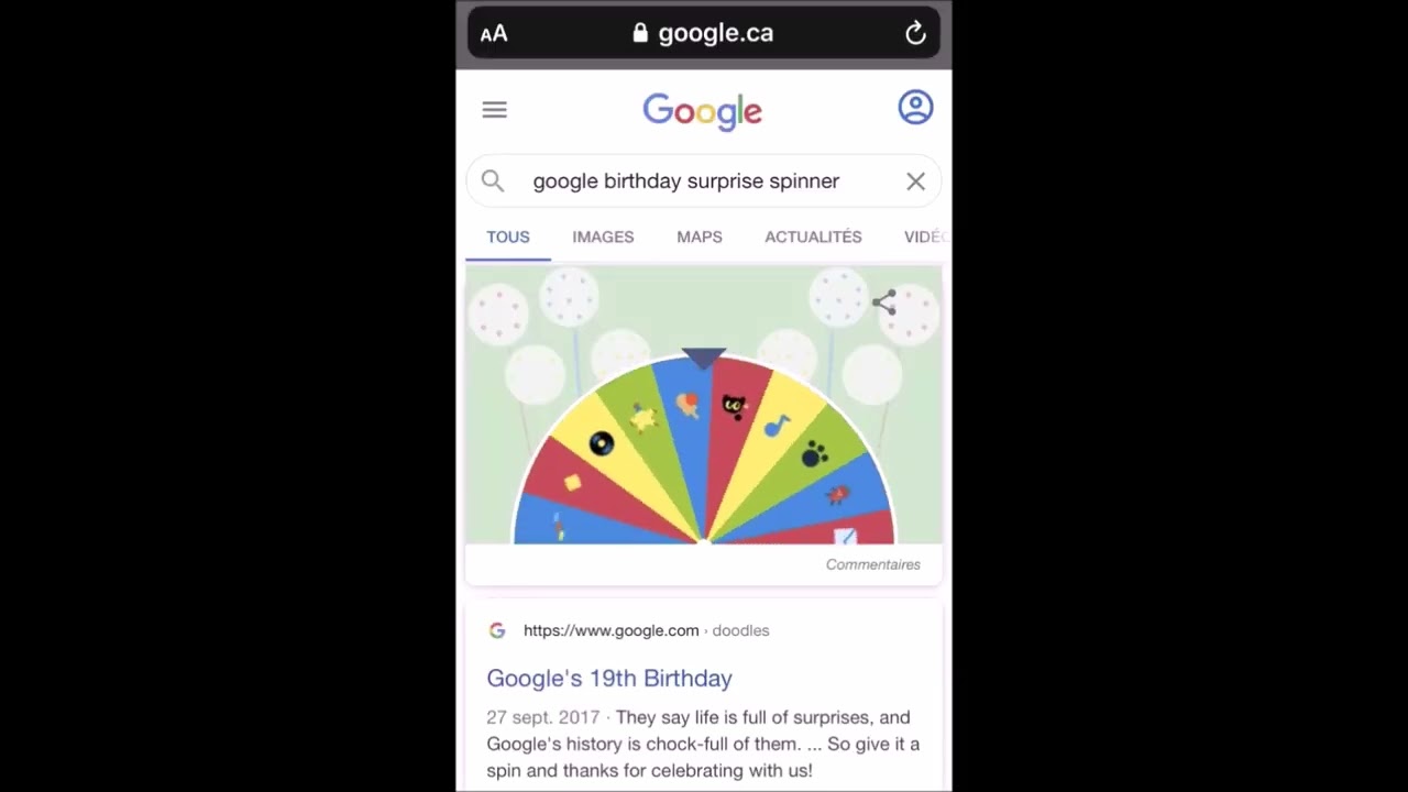 Interface Google Birthday Spinner