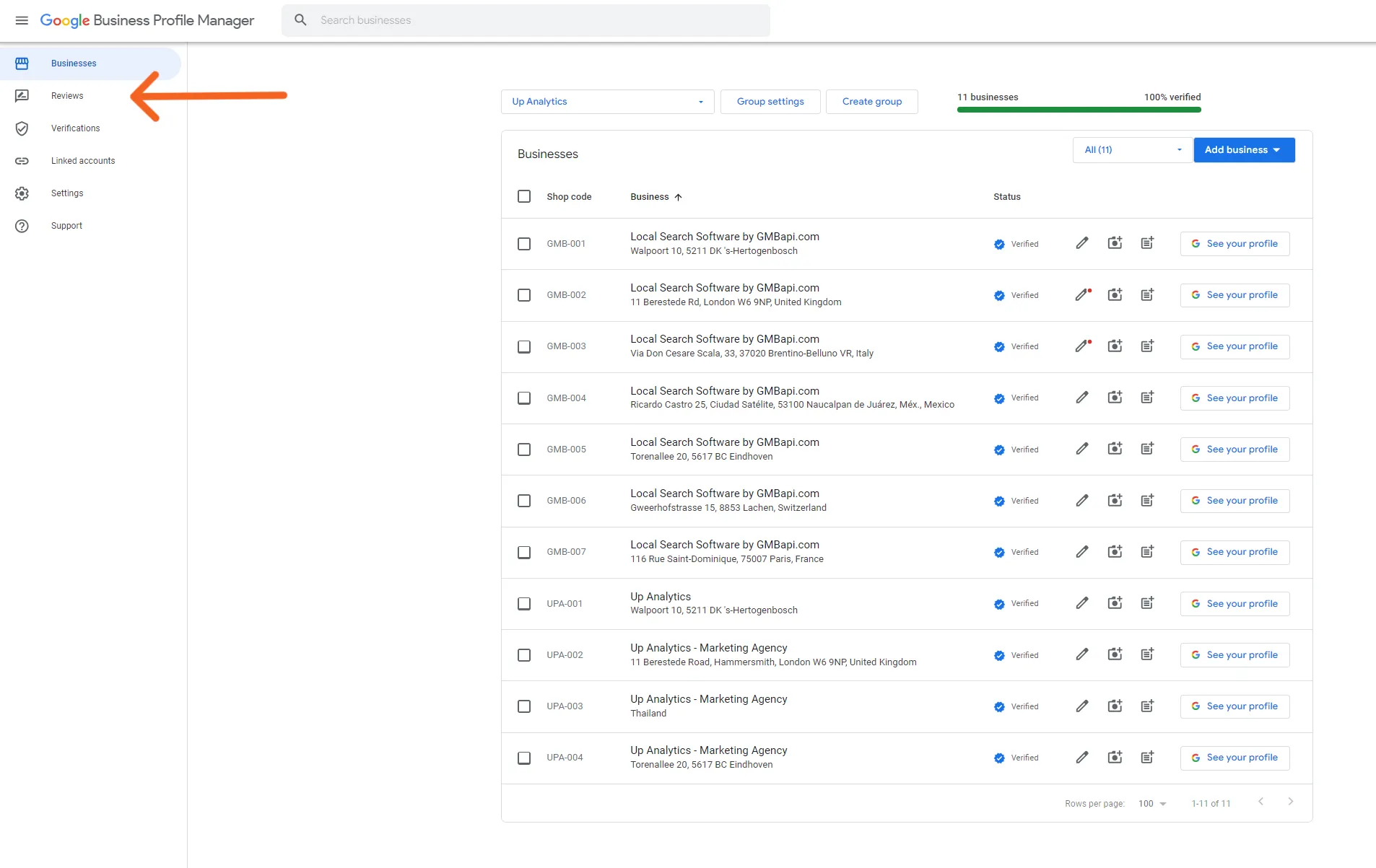 Interface Google Business pour gérer les avis clients