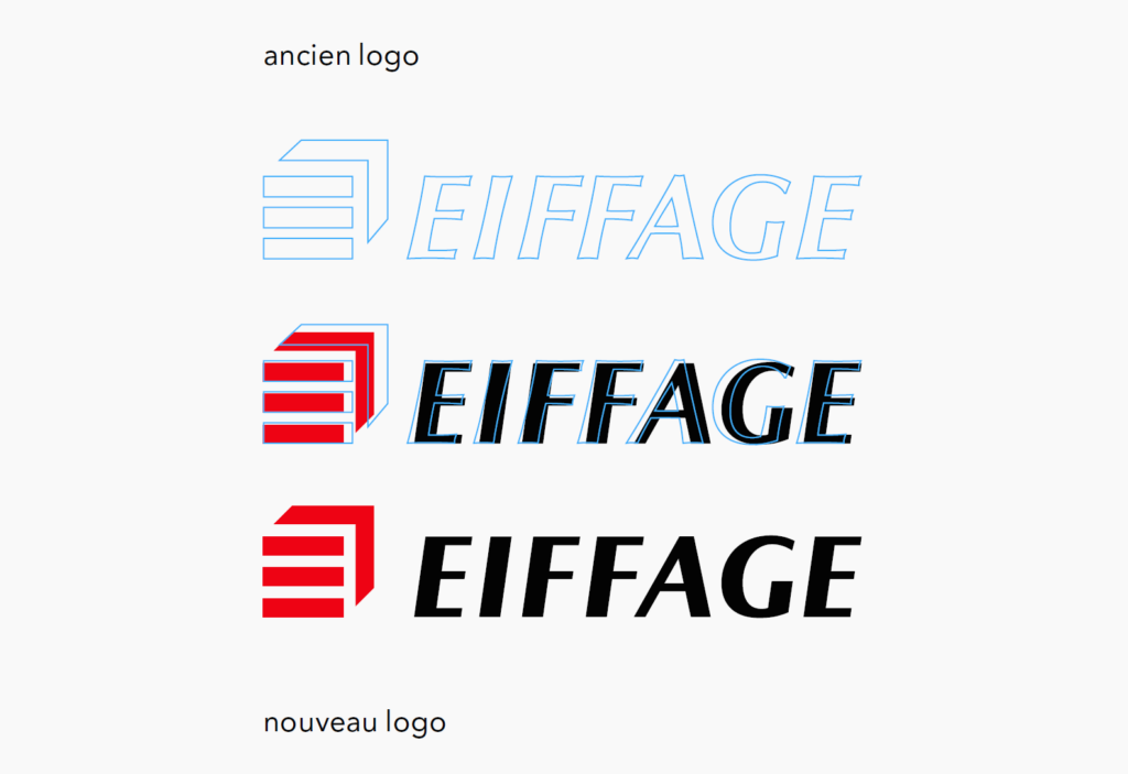 Logo moderne d'Eiffage illustrant l'évolution de l'identité visuelle du groupe