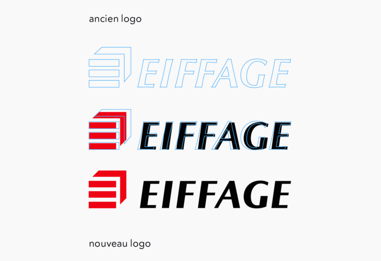 Logo moderne d'Eiffage illustrant l'évolution de l'identité visuelle du groupe