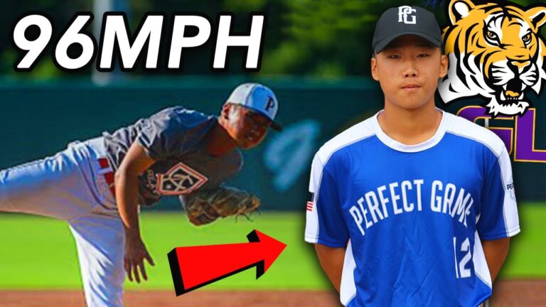 MJ Seo lance une balle à 96 mph lors d’un match de haut niveau, illustrant son talent exceptionnel